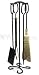 5 Piece Black Wrought Iron Fireset w/ Star Accents