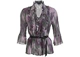 Petite Bay Studio CareerGrey & Pink Print Crinkle Blouse