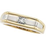 14K Two Tone Gold Men's Diamond Ring