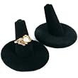2 Black Velvet Round Base Ring Finger Jewelry Holder Showcase Display Stands