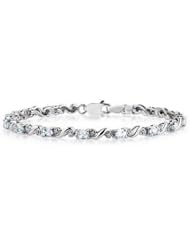 10k White Gold Diamond and Aquamarine Bracelet