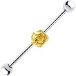 Surgical Steel Sterling Yellow Rose Industrial Barbell Earring