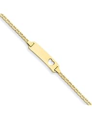 14k Anchor Link Id, Plate With Cut-Out Heart Bracelet