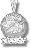 Navy Midshipmen Solid Sterling Silver ''NAVY'' Basketball Pendant