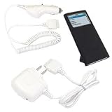 Bargaincell- Accessory Bundle Kit for Apple iPod Nano 2nd Gen MP3 Music Player- Rapid Home Travel Ac Charger + Car Charger with IC Chip + Soft Flexible Black Silicone Skin Cover Case With Strap