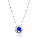 Sterling Silver Blue Lady Di with Swarovski Elements Pendant Necklace, 18"