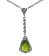 Sterling Silver Elegant Style Emerald CZ Pendant with Chain