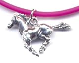 13 Fuschia Mustang Necklace Sterling Silver Jewelry