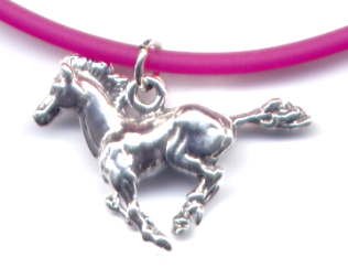 10 Fuschia Mustang Ankle Bracelet Sterling Silver Jewelry