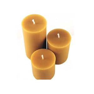 ArtisanStreets Golden Pure Beeswax Pillar Candles. Set of three: 3 inch diameter, 4, 6...