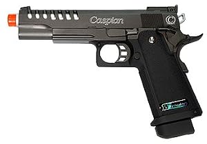 Caspian Arms WE Hi-Capa 5.1K GBB - Black w/Rubber Grips Airsoft Pistol