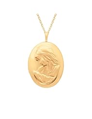 Gold over silver Oval Shaped Mother and Child Locket Necklace