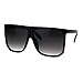 Mobster Flat Top Large Oversize Plastic Retro Sunglasses Black Smoke