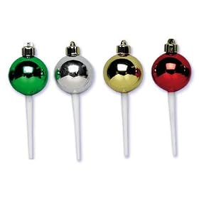 Christmas Ornaments Cupcake Picks - 12ct