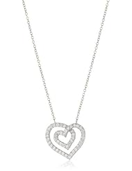 Myia Passiello "Timeless Hearts" Swarovski Pure Brilliance Zirconium Double Heart Pendant Necklace