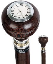 Walking Cane - Genuine Wenge Wood with Clock