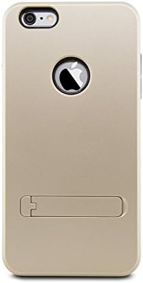 Iphone 6 Plus Case, 3 in 1 Combo Hybrid Defender High Impact Body Armor Hard Pc &amp; Silicone Case Protective Cover for Apple Iphone 6 Plus 5.5 Inch (SLIM SHIELD W. KICKSTAND (Gold))