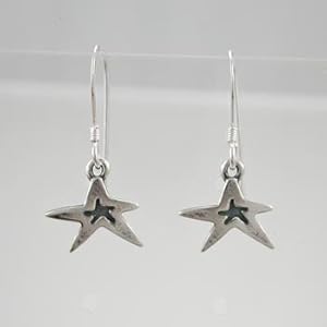 Little Dangle Folk Art Star Earrings in Sterling Silver, #9230
