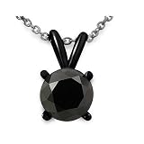 2.0ct Black Round Diamond Solitaire Necklace Pendant 14k Black Gold