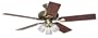 Hunter 20540 Summer Breeze Plus 3-Light 52-Inch 5-Blade Ceiling Fan, Antique Brass with Clear Globes and Rosewood/Medium Oak Blades