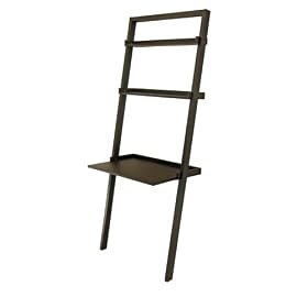 Winsome  Bailey Collection Leaning Wood Desk with 2 Shelves  Home Office Furniture in Black Finish