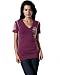 Affliction Top AW3212 Plum S Chaos Theory Deep V-Neck Tee Dirty Plum Crinkle Lava Wash Womens