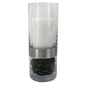 Hurricane Pillar Candle Set with Black River Stones