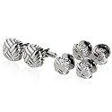 Polished Button-Style Silver Cufflinks and Studs