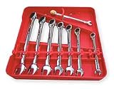 Westward 1LCC7 Ratcheting Wrench Set, Combo, SAE, 8 PC