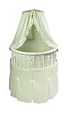 Badger Basket Elegance Round Baby Bassinet, White with Sage Waffle