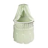 Badger Basket Elegance Round Baby Bassinet, White with Sage Waffle by Badger Basket