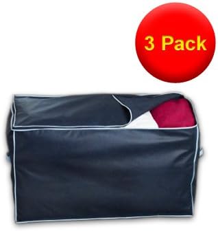 VALUE PACK 3 Duvet Chests - Blue with Blue Trim - Perfect for storing your out of season duvet or any other bedding or textiles. ideal for protecting cherished clothing