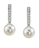 Akoya Pearl Dangling Diamond Earrings in 14K Gold