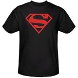 Superman Shield Red On Black Mens Shirt