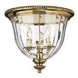 Hinkley Oxford 3612BB Round 3 Light 180 watt (13H x 14W) Glass Flush Mount in Burnished Brass