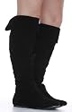 Womens Black Suede Flat Winter Ladies Over Knee High Boots with shoeFashionista Boutique Bag