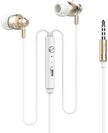 Dastone Stereo Metal Earphones Noise Isolating Bass In-ear Headphones with Remote Control Microphone for Iphone Ipod Ipad Andriod Smartphone Laptop Computer Mp3/4 Earbuds (Golden)