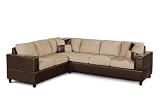 Bobkona Trenton 3-Piece Sectional Sofa with Accent Pillows, Hazelnut