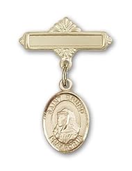 Gold Filled Baby Badge with St. Bruno Charm and Polished Badge Pin