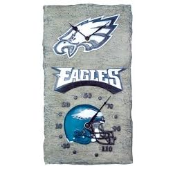 Philadelphia Eagles 18 Clock Thermometer