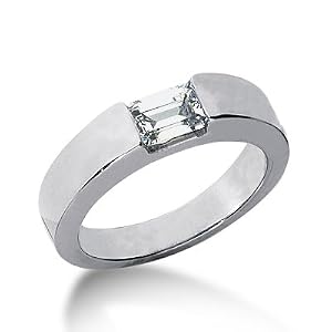 0.25 Ct Diamond Solitaire Ring Engagement Emerald Cut SI3 H Tension Style