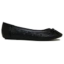 Ladies Black Bow Flat Comfort Womens Pumps Shoes
