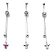 Stainless Steel Belly Ring with Clear CZ - Dangle