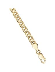 14K Yellow Gold Solid Small Charm Bracelet 7 Inch