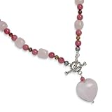 16 Pink Beaded Necklace with Rose Quartz Heart Drop
