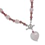 Sterling Silver, Rhodonite, Rose Quartz, and Leopard Jasper Beaded Necklace with Pink Free Form Heart Drop