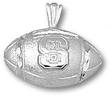North Carolina State Wolfpack Solid Sterling Silver ''S'' ''NC'' Football Pendant
