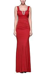 Sexy Jersey Beaded Keyhole Lace Square Neck Sleeveless  Dress