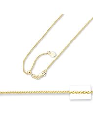 22" 10K Yellow Gold 1.0mm (0.04") Polished Diamond Cut Adjustable Wheat Chain w/ Lobster Clasp