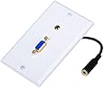 Monoprice 104569 VGA Stereo Audio Wall Plate (Gold Plated, 3.5mm)